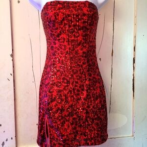 Red small sequin dress